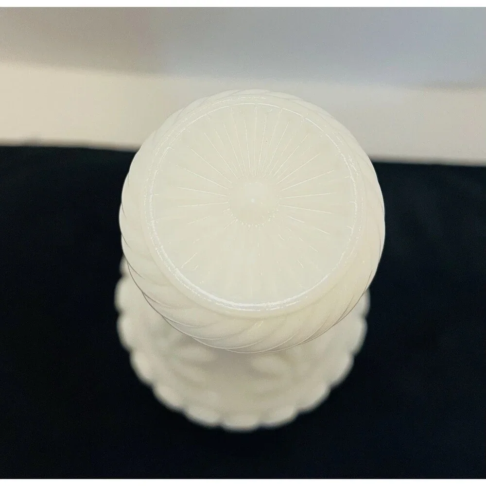 Vintage Jim Beam Milk Glass Decanter w Stopper | Scroll Grape Pattern